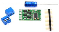 Pololu high-power motor driver and included components.