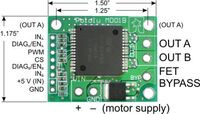 Pololu High-Current Motor Driver Carrier pinouts and dimensions.