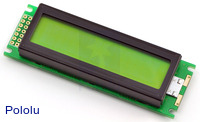 16x2 Character LCD with LED Backlight (Parallel Interface), Black on Green