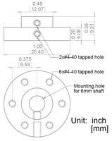 Mechanical drawing for the Pololu universal aluminum mounting hub for 6&nbsp;mm shaft.