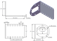 Mechanical drawing for the Pololu 37D mm metal gearmotor bracket.