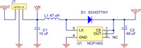5V boost regulator NCP1402 schematic diagram.