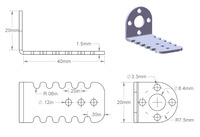 Mechanical drawing for the Pololu bracket for discontinued 20D mm metal gearmotors.