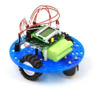 Pololu 5" round robot chassis RRC04A with the motors mounted below the chassis and an Orangutan SV-328 mounted on standoffs.