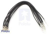 Wires with Pre-crimped Terminals 10-Pack M-F 6" Black