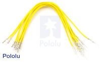 Wires with Pre-crimped Terminals 10-Pack M-F 6" Yellow