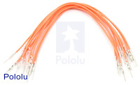 Wires with Pre-crimped Terminals 10-Pack M-M 6" Orange