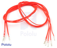 Wires with Pre-crimped Terminals 5-Pack M-F 24" Red