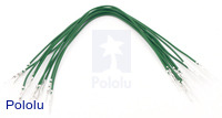Wires with Pre-crimped Terminals 10-Pack M-M 6" Green