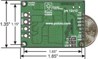 Bottom of the jrk 12v12 USB motor controller with feedback with dimensions.