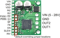 MC33926 motor driver carrier, labeled top view.