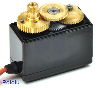 Opened high-torque servo showing its metal gears.
