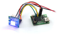 A ShiftBrite being controlled by a Micro Maestro 6-channel servo controller.