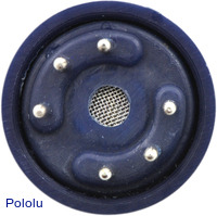 Gas sensor with blue plastic case bottom view.