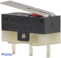 Mini Snap-Action Switch with 13.5mm Lever: 3-Pin, SPDT, 2A