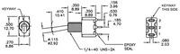 Dimensions (in mm) of toggle switch: 3-pin, SPDT, 5A.