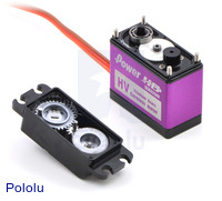Titanium gears and ball bearings of the Power HD high-torque digital servo DS8325HV.