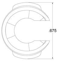 Dimension diagram 3pi ball caster with 1/4" ball (bottom view).