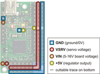 Mini Maestro 18 power pins.