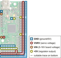 Mini Maestro 24 power pins.