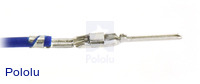 Male crimp pin for 0.1" housings crimped onto a wire.