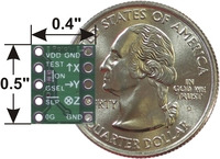 MMA7361L/MMA7341L 3-axis accelerometer, bottom view with dimensions.