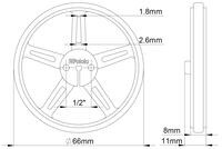 Mechanical drawing of Pololu wheel 70×8mm without tire.