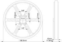 Mechanical drawing of Pololu wheel 90×10mm without tire.