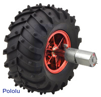 Dagu Wild Thumper wheel 120×60mm (metallic red) with Pololu 20D&nbsp;mm metal gearmotor.