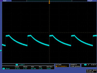 VOUT of the Pololu step-down regulator D24V3ALV when VIN is 5&nbsp;V and the output voltage setting is higher than 5&nbsp;V.