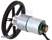 37D&nbsp;mm metal gearmotor with 64&nbsp;CPR encoder and Pololu 90×10mm wheel.