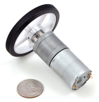 Pololu 60×8mm wheel on a Pololu 25D&nbsp;mm metal gearmotor.