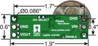 Pololu step-down voltage regulator D15V70F5S3, bottom view with dimensions