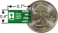 Pololu step-up/step-down voltage regulator S8V3A, bottom view with dimensions.