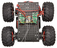 Two Pololu Simple Motor Controllers enable mixed RC-control of Dagu Wild Thumper 4WD all-terrain chassis.