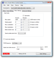 Motor Settings tab in the Pololu Simple Motor Control Center.