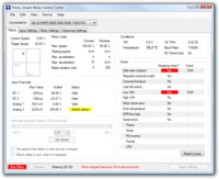 Status tab in the Pololu Simple Motor Control Center, with errors.