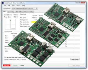 Pololu Simple Motor Controllers.