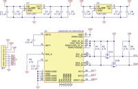 Schematic of the LSM303DLH/LSM303DLM 3D compass and accelerometer carrier with voltage regulators.