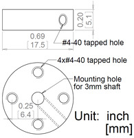 Mechanical drawing for Pololu product #1078 (universal aluminum mounting hub for 3 mm shaft, 4-40 holes).