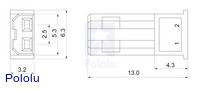 Female JST plug dimensions (in mm).