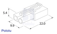 Female mini Tamiya plug dimensions (in mm).