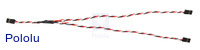 Twisted servo Y splitter cable 12" female – 2x female, fully extended.