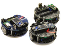 Fleet of m3pi robots: ARM’s original m3pi (left) and Pololu’s m3pis (right).