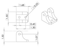Concentric LD linear actuator bracket dimensions (in inches).
