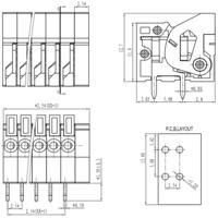 Screwless terminal block: 0.1" pitch, side entry.