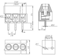 Screw terminal block: 3.5 mm pitch, side entry.
