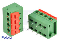 Screwless Terminal Block: 4-Pin, 0.2" Pitch, Side Entry (2-Pack)
