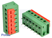 Screwless Terminal Block: 6-Pin, 0.2" Pitch, Side Entry (2-Pack)