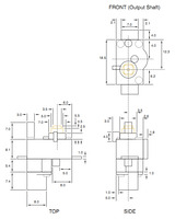 Solarbotics GM10 geared pager motor dimensions (in mm).